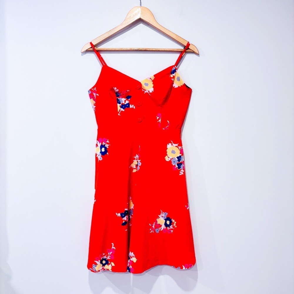 MODCLOTH‎ Red Floral Sundress | Summer Cottagecore Style | Small *